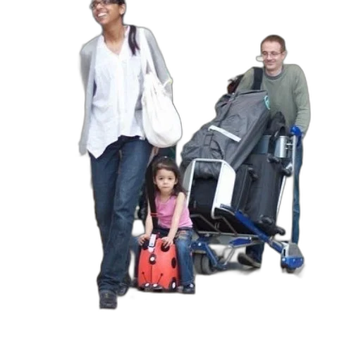 family, three, walking, through transparent PNG cut-out
