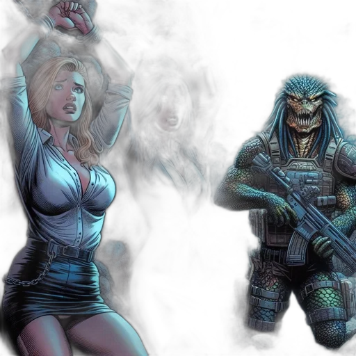 comic book art, concept art, cyberpunk, fantasy art transparent PNG cut-out