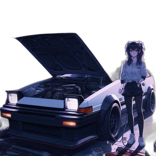 car, robot, jacket, vaporwave transparent PNG cut-out