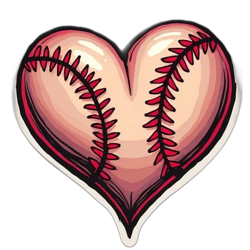 baseball, lover, sticker, heart transparent PNG cut-out