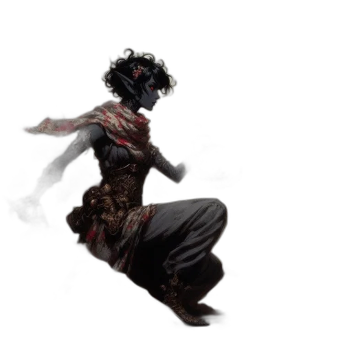 dress, creature, mask, staff transparent PNG cut-out