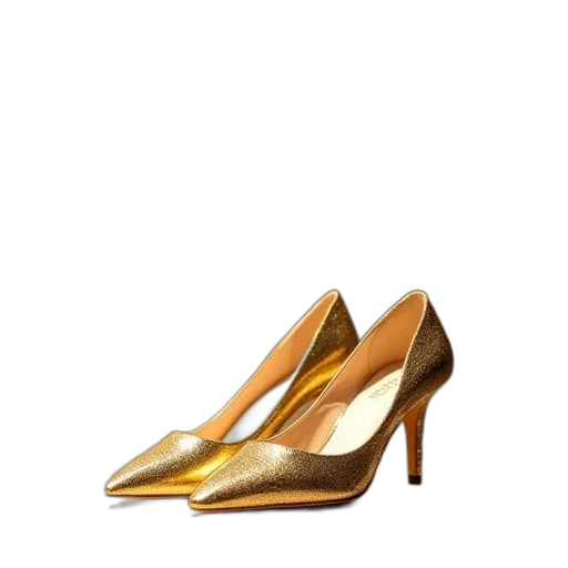 shoes, 3d render, golden, pair transparent PNG cut-out