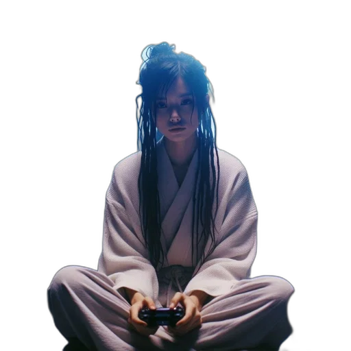 staff, sword, hair, face transparent PNG cut-out