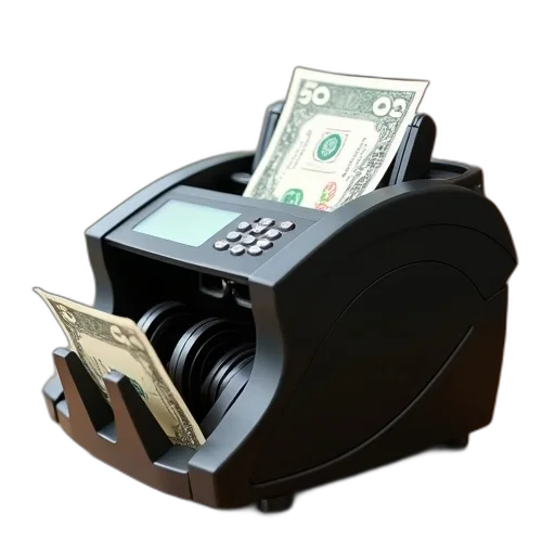robot, 3d render, money, counting transparent PNG cut-out