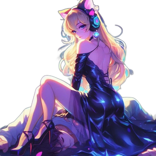 dress, crown, staff, anime transparent PNG cut-out