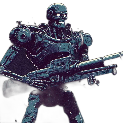 robot, weapon, concept art, 3d render transparent PNG cut-out