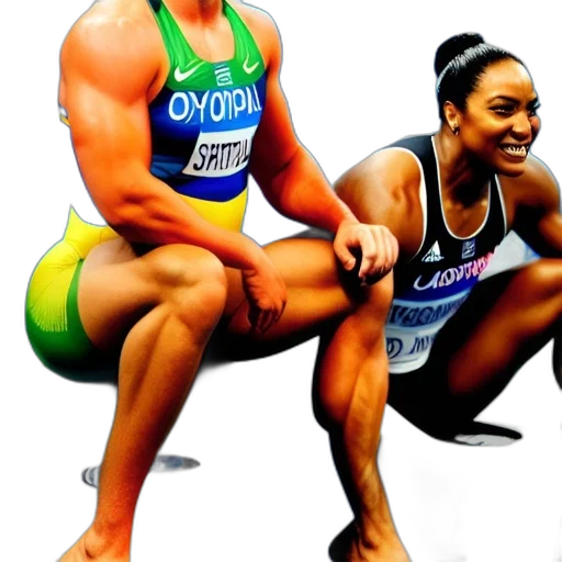 two, athletes, male, female transparent PNG cut-out