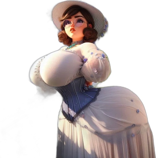 dress, hat, staff, robot transparent PNG cut-out