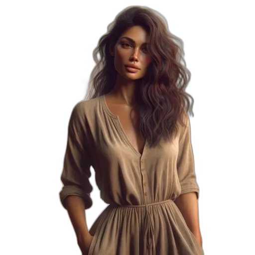 dress, jewelry, hair, photorealistic transparent PNG cut-out