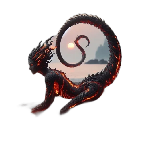 dragon, staff, creature, hair transparent PNG cut-out