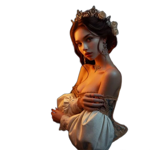 crown, dress, jewelry, staff transparent PNG cut-out