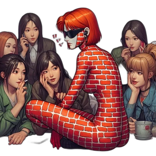 robot, hair, comic book art, concept art transparent PNG cut-out