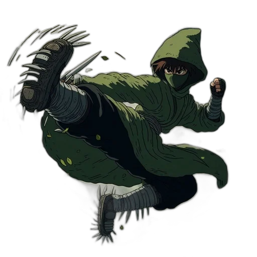 creature, dragon, jacket, staff transparent PNG cut-out