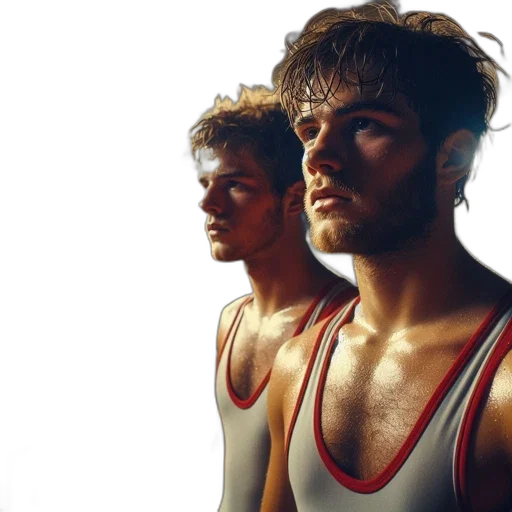 photorealistic, two, sweaty, athletes transparent PNG cut-out