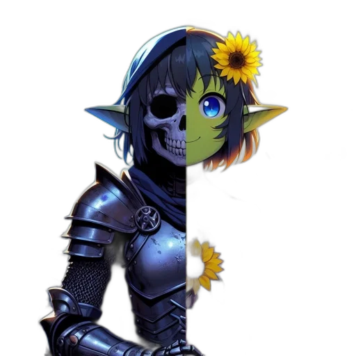 staff, mask, robot, flower transparent PNG cut-out