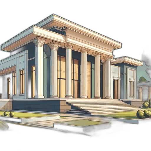 building, concept art, 3d render, photorealistic transparent PNG cut-out