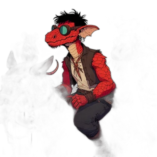 dragon, jacket, staff, mask transparent PNG cut-out