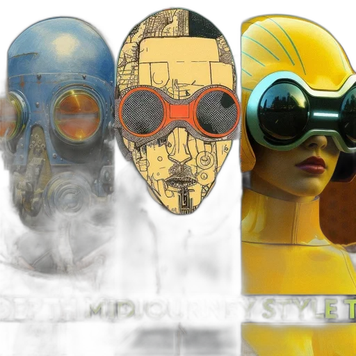 mask, concept art, 3d render, cyberpunk transparent PNG cut-out
