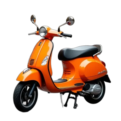 photorealistic, 3d render, orange, scooter transparent PNG cut-out