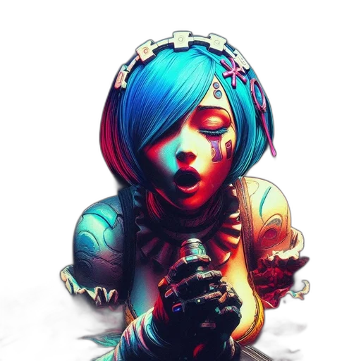 robot, dress, face, cyberpunk transparent PNG cut-out