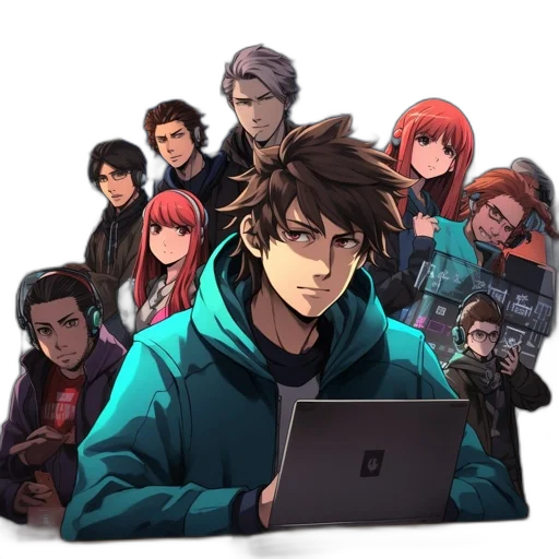 jacket, staff, weapon, anime transparent PNG cut-out