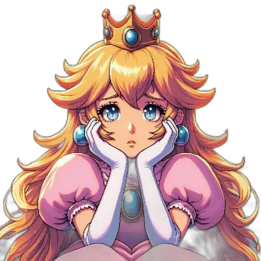 crown, dress, staff, pixel art transparent PNG cut-out