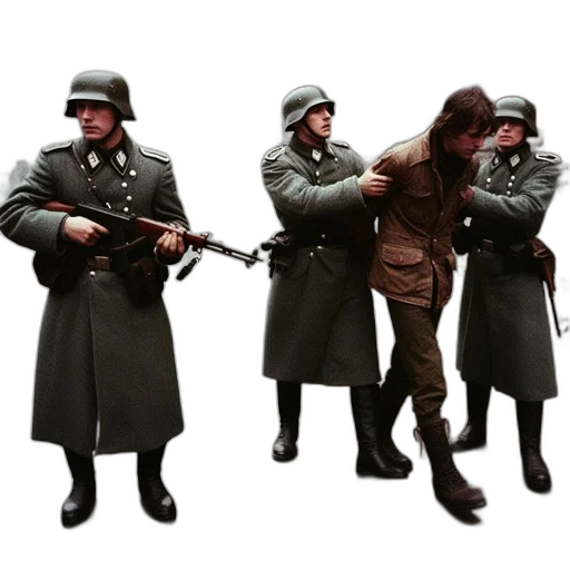 weapon, staff, jacket, hat transparent PNG cut-out