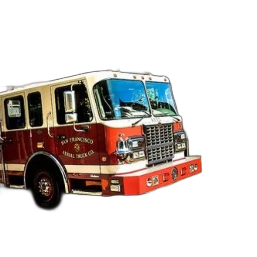 red, white, fire, truck transparent PNG cut-out