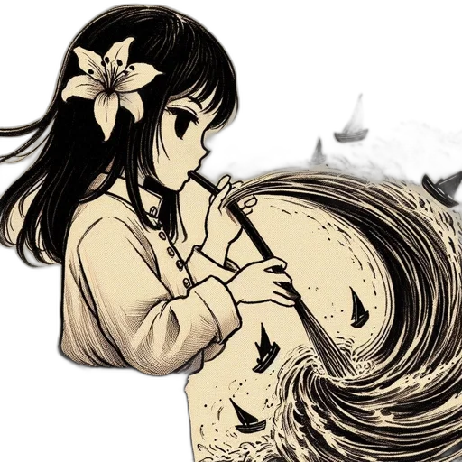 hair, flower, dragon, dress transparent PNG cut-out