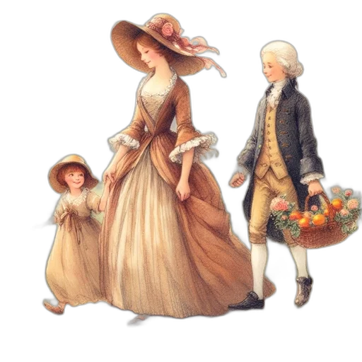 dress, hat, oil painting, photorealistic transparent PNG cut-out