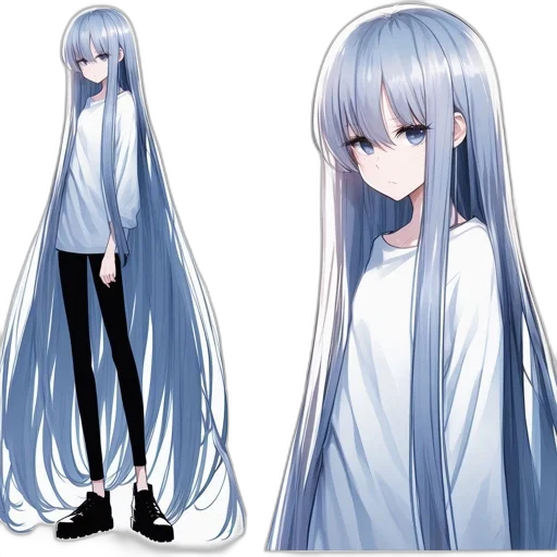 hair, dress, creature, staff transparent PNG cut-out