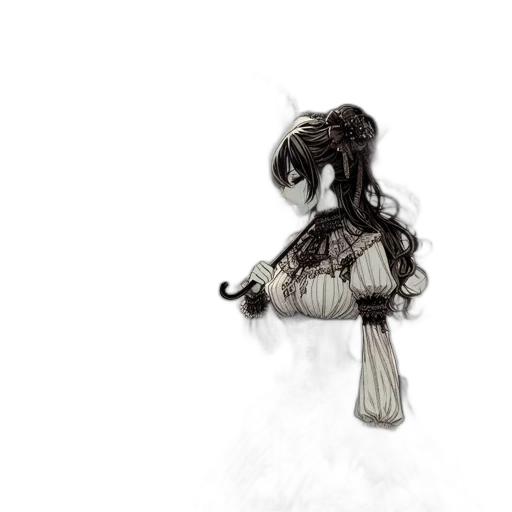 dress, hair, staff, robot transparent PNG cut-out
