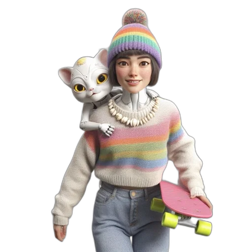 hat, jacket, animal, 3d render transparent PNG cut-out