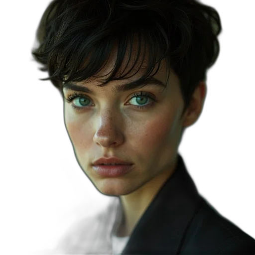 face, robot, jacket, hair transparent PNG cut-out