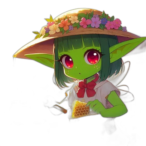 staff, hat, dragon, flower transparent PNG cut-out