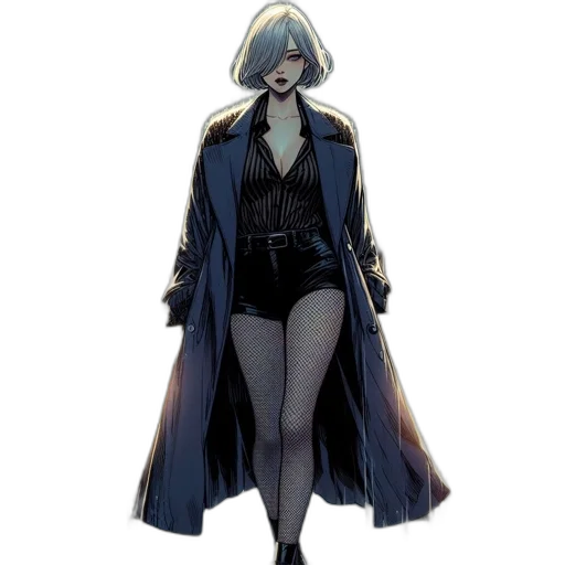 jacket, dress, staff, creature transparent PNG cut-out