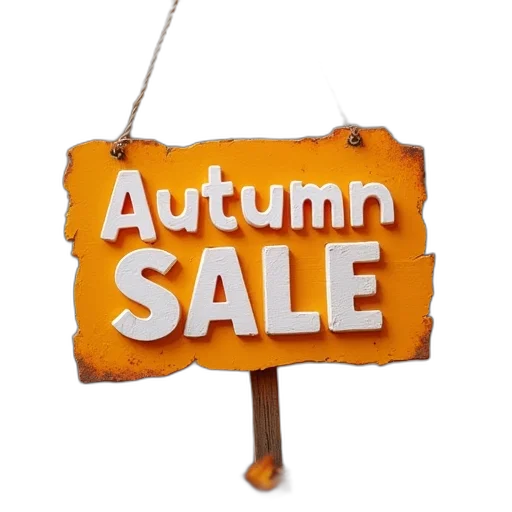 sign, autumn, sale, falling transparent PNG cut-out