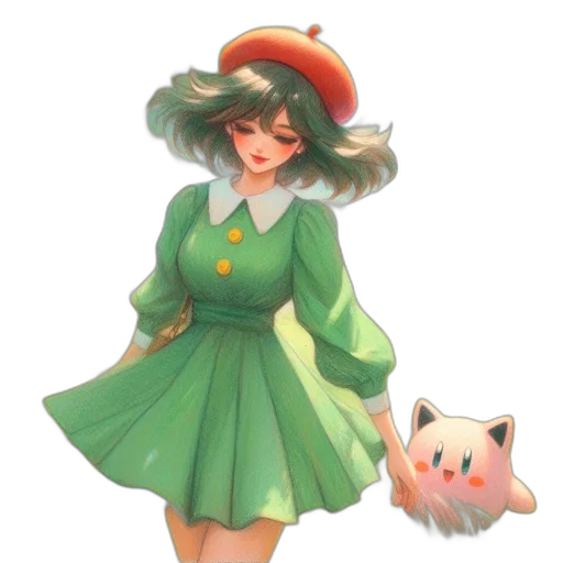 dress, hat, staff, concept art transparent PNG cut-out