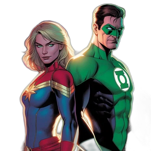 comic book art, concept art, green, two transparent PNG cut-out