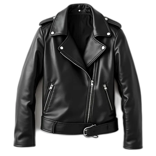 jacket, 3d render, black, leather transparent PNG cut-out