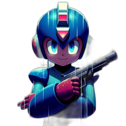 weapon, robot, jacket, staff transparent PNG cut-out