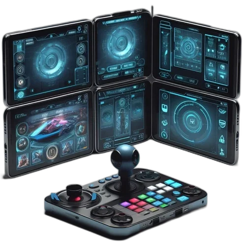 concept art, cyberpunk, 3d render, array transparent PNG cut-out