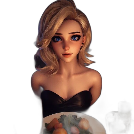 dress, face, jewelry, staff transparent PNG cut-out