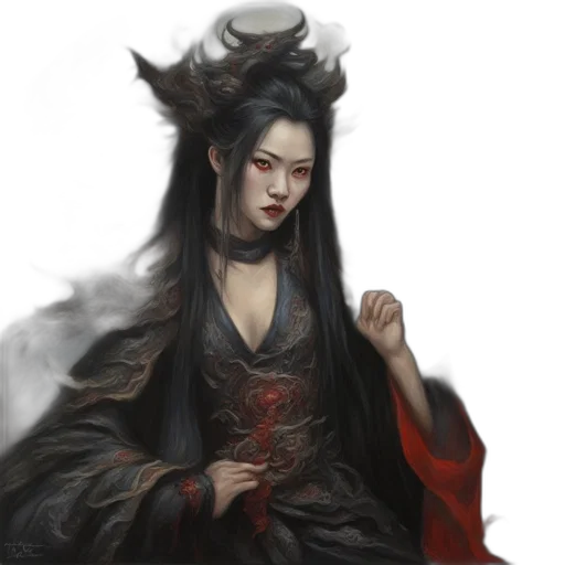 dragon, staff, face, dress transparent PNG cut-out