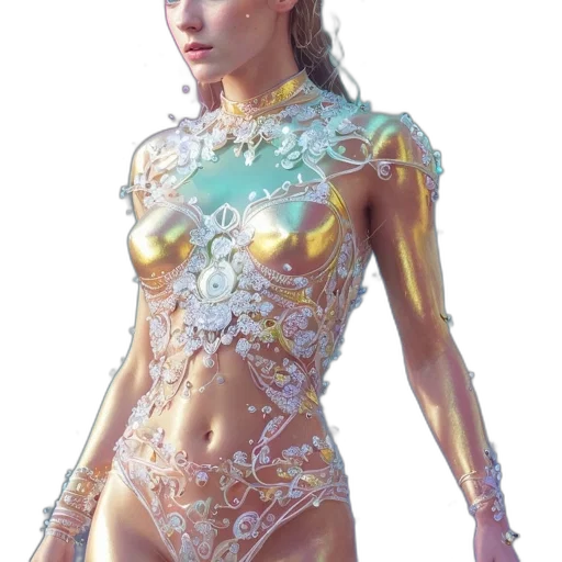 dress, jewelry, robot, concept art transparent PNG cut-out
