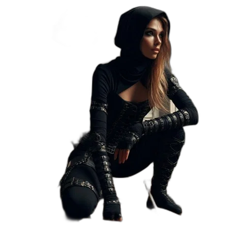 jacket, staff, dress, weapon transparent PNG cut-out