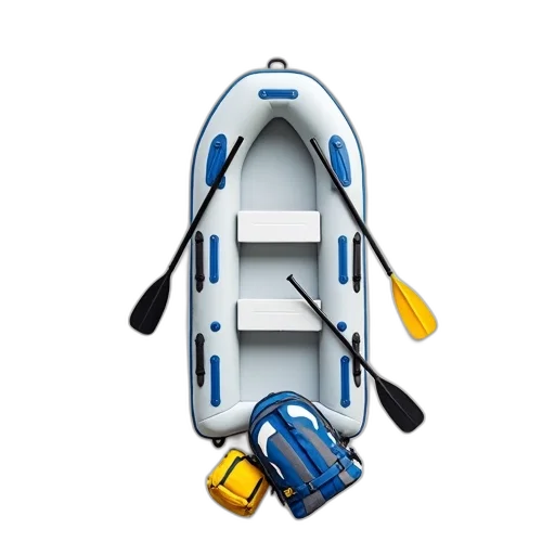 3d render, white, inflatable, boat transparent PNG cut-out