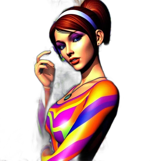 dress, jewelry, staff, photorealistic transparent PNG cut-out