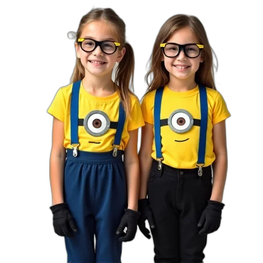 two, young, girls, standing transparent PNG cut-out