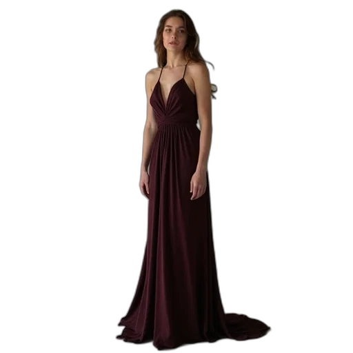 dress, earth tones, theia, draped transparent PNG cut-out
